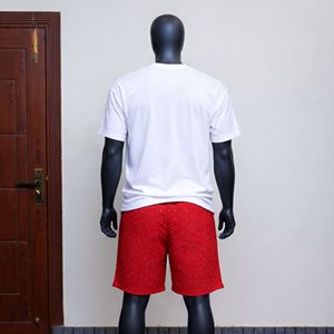 Ensemble T-shirt et Short d'été personnalisé avec logo pour homme – Short à taille élastique et T-shirt imprimé avec lettres pour le streetwear - Product Image 6