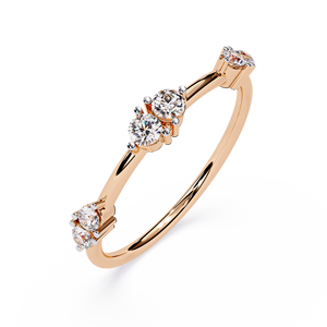 แหวนเพชรทรงกลมแบบฝังหนามเตย ทองคำแท้ 14k สำหรับผู้หญิง ดีไซน์คลาสสิก เรียบง่าย สามารถสวมซ้อนกันได้ เหมาะสำหรับเป็นของขวัญ วันครบรอบแต่งงาน - Product Image 5