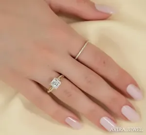 Anillo de Compromiso de Lujo con Moissanita de 1ct, Oro Sólido de 14k, Color D, VVS1, Corte Brillante Redondo, Anillo con Diamante Moissanita - Product Image 4