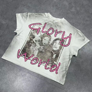 2026 Wholesale High Quality Custom Dtg Print O Neck Gemstones <b>Tshirts</b> for Men Dirty Washed Distressed Design Men's <b>Tshirts</b> - Product Image 1