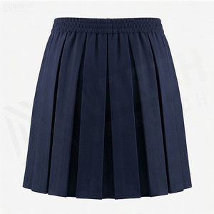 Jupe plissée mini pour femme, couleur unie, taille élastique, respirante, polyester, style toutes saisons - Product Image 2
