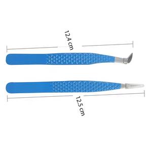 Pince à épiler de précision en acier inoxydable bleue à pointe lisse pour extensions de cils - Product Image 2