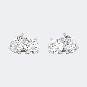 Pendientes Toi et Moi con Diamantes Cultivados en Laboratorio de Corte Pera y Redondo de 2.00 CTW, Engastados en Oro de 9k, Certificados - Product Image 2