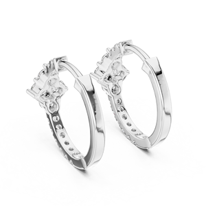 Boucles d'oreilles créoles en or blanc 14 carats avec diamants Roselia Radiant - Product Image 3