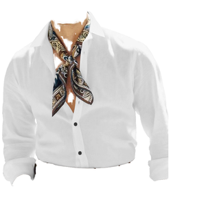 Chemise décontractée pour homme en lin et coton satiné tricoté respirant, anti-plis, à col rabattu, manches longues, boutonnage simple, couleur unie, idéale pour l'été - Product Image 1
