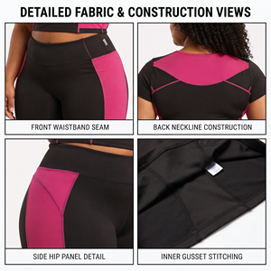 Ensemble 2 pièces pour femmes grande taille : Crop top à manches courtes et short de yoga en Spandex et Polyester pour le sport et le fitness - Product Image 6