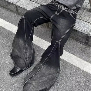 Pantalones vaqueros acampanados con costuras irregulares para hombre, pantalones vaqueros con parte inferior acampanada, pantalones estilo disco, pantalones retro de los años 60 y 70 - Product Image 1