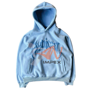 เสื้อฮู้ดดี้พิมพ์ลายพัฟฟ์ 3 มิติ คุณภาพสูง แบบสั่งทำพิเศษ ผ้าฝ้าย 100% เนื้อหนา ทรงโอเวอร์ไซส์ สำหรับผู้ชาย - Product Image 3