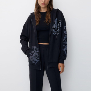Ensemble de survêtement en velours imprimé 2 en 1 pour femmes grandes tailles, pantalon long à capuche, poches latérales, couleur unie, vêtements décontractés d'automne - Product Image 3