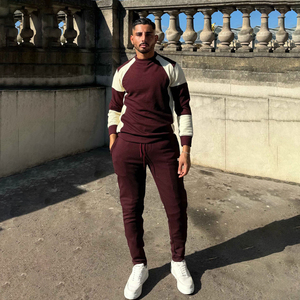 Sweat à capuche tricoté pour homme, couleur marron, manches raglan, col rond, coupe classique, vêtement d'hiver décontracté, 100% coton, molleton de coton - Product Image 6