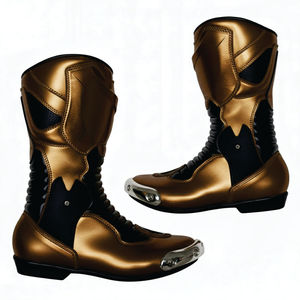 Botas de Motociclismo de Cuero Genuino, Impermeables, con Punta de Acero, Calzado Protector para Motociclistas, para Primavera, Verano, Otoño e Invierno - Product Image 1