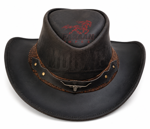 Sombrero Outback de Cuero Negro, Estilo Western Clásico de Ala Ancha, con Banda Trenzada, para Actividades al Aire Libre y Montar a Caballo - Product Image 1