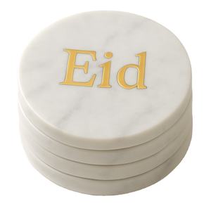 Dessous de verre en marbre élégant avec texte de l'Aïd en or un objet décoratif parfait pour célébrer l'occasion spéciale de l'Aïd idéal pour le Ramadan - Product Image 1