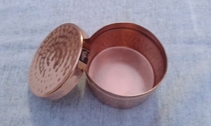 High Quality Handmade Hammered Copper <b>Candle</b> Jar with lid Polished Natural Finish 5 oz Christmas Luxury Empty Round Container - Product Image 3
