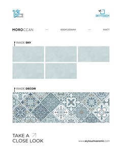Carreaux muraux en porcelaine mate SKYTOUCH RIADE SKY DECOR, motif floral géométrique méditerranéen moderne, antidérapants pour cuisine et chambre - Product Image 3