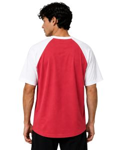 Manufacturer Red And <b>White</b> Raglan T Shirt For Men Short Sleeve Crew Neck Cotton <b>Tee</b> Custom Casual Color Block Streetwear Top - Product Image 2
