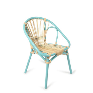 Se aceptan pedidos personalizados - Silla infantil de ratán azul cielo de alta calidad - Tejida con ratán natural, muebles infantiles. - Product Image 1