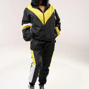 Custom Logo Women's Windbreaker <b>Tracksuit</b> Set Color Block Nylon Sportswear Lightweight Breathable Activewear OEM Wholesale - Product Image 2