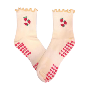 Custom OEM Design Pilates Women Cotton Non-slip <b>Grip</b> Cotton Ruffle <b>Socks</b> Embroidery Logo Anti Slip Yoga Pilates <b>Grip</b> <b>Socks</b> - Product Image 2