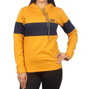 Sudadera con capucha para mujer, diseño de bloques de color, ligera pero aislante, para la colección de invierno, con mangas largas y logotipo personalizado. - Product Image 1