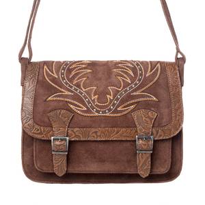 Nuevo Bolso de Mano de Moda para Mujer, Diseño Vintage, en Cuero Genuino con Grabado Western, Cierre de Cremallera, en Gamuza - Product Image 1