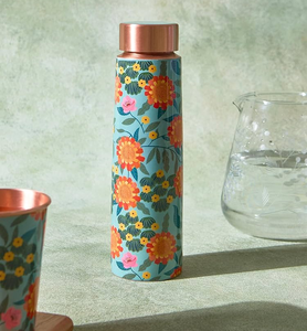 Botella de Agua de Cobre con Diseño Moderno y Estampado de Esmalte, Maravilloso Diseño de Pavo Real, Botella de Agua de Cobre Puro Hecha a Mano - Product Image 6