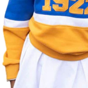 Camisa de Rugby de Verano para Mujer Sigma Gamma Rho 1922, Amarilla y Azul, Manga Larga, Cierre de Botones, Estilo Deportivo Informal - Product Image 6
