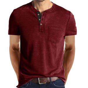 Camiseta Polo Henley Vintage para Hombre con Ribete en Contraste, Colección Casual 2026, Color Granate, Verde, Azul Marino y Blanco, Ropa Deportiva Elegante - Product Image 1
