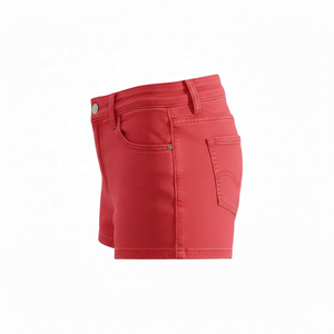 Short en jean tissé à coupe droite avec découpes, effet délavé - Product Image 2