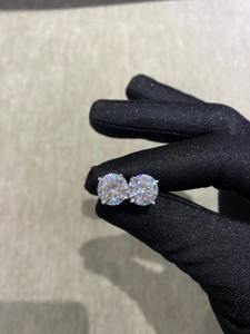 4 Ct Round Brilliant Cut Moissanite <b>Studs</b> <b>Earrings</b> For <b>Men</b> And Women 925 Silver Colorless Diamond <b>Earrings</b> At Wholesale Price - Product Image 1