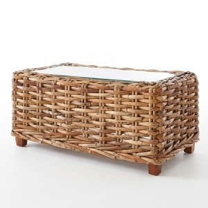 New Modern Minimalist Chunky Woven Rattan Coffee Table <b>Wood</b> Glass Eco-Friendly Outdoor Garden Patio Furniture Indoor <b>Desk</b> Box - Product Image 1