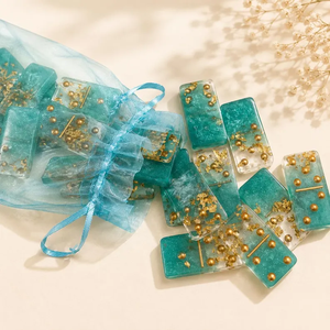 Handmade Resin <b>Domino</b> <b>Set</b> | Ocean-Inspired <b>Dominoes</b> | Luxury Game <b>Set</b> - Product Image 1