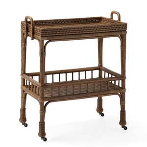 Rattan wine bar cart top selling stylish food carts for sale good quality natural barcart trolley - Product Image 4