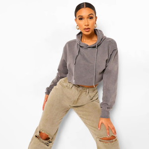 Hoodie personnalisable surdimensionné en coton molletonné délavé à l'acide, doublure écologique, pour femme, collection automne, par un fabricant de vêtements de luxe - Product Image 2