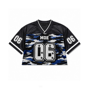 Camiseta de fútbol americano retro de diseño personalizado, estilo streetwear, camiseta de fútbol, venta al por mayor, poliéster, camuflaje, estilo Y2K, malla. - Product Image 3