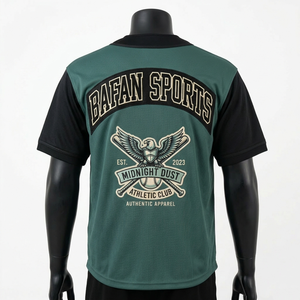 <b>100</b>% cotton T-<b>shirt</b> for men loose fit printed Mens Baseball Jersey Premium <b>Polyester</b> Breathable Green Black Panel Custom Logo - Product Image 2