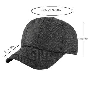 Unisex Wool Baseball <b>Cap</b> <b>Winter</b> Casual Hat 56-58CM Adjustable Fit Adult Size Gray Textured Fabric - Product Image 4