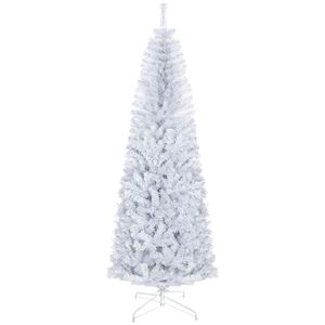 Albero di Natale Artificiale Realistico in Abete Douglas Sottile, Non Illuminato, con Decorazioni Natalizie per Halloween - Product Image 1