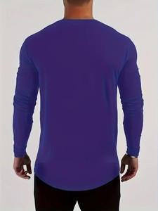 Men's Stretchy Breathable Spandex/Cotton/Bamboo Fiber <b>Undershirts</b> Solid Color Long Sleeve Crew Neck Tops Anti-Bacterial Quick - Product Image 6
