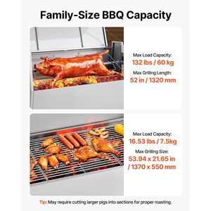 38W Outdoor Rotisserie Grill 132 LBS Capacity Charcoal Spit Roaster for Pig Lamb 4 Level <b>Heating</b> <b>Element</b> 132 LBS Capacity Wheels - Product Image 3
