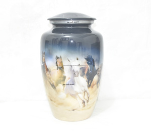 Urnes funéraires en aluminium personnalisées pour adultes, motif chevaux, grande taille, pour cendres humaines, souvenirs commémoratifs, fournitures funéraires américaines, vente en gros - Product Image 4