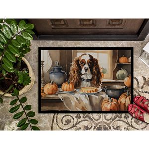 Cavalier Spaniel automne tapis de cuisine antidérapant intérieur extérieur tapis d'entrée 24H X 36W lavable paillasson à poils bas citrouilles tapis avant - Product Image 3