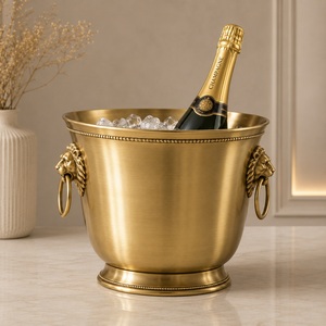 Cubo de hielo Monarch de latón con asas de doble anillo, gran capacidad, enfriador de vino artesanal de primera calidad para fiestas - Product Image 2