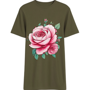 เสื้อยืดลำลองคุณภาพสูงสำหรับผู้ชาย ไซส์ 5XL พิมพ์ลายตามสั่ง ดีไซน์ใหม่ ลายดอกกุหลาบเรียบๆ รุ่นขายส่ง เสื้อยืดพิมพ์ลายดอกกุหลาบ - Product Image 3