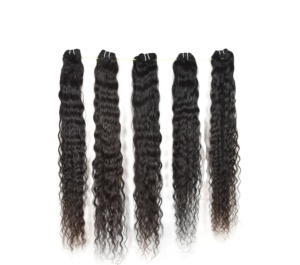 Cabello humano vietnamita virgen sin procesar de un solo donante, cutícula alineada, paquete natural, ondulado, color negro, extensiones de tejido para exportación - Product Image 1