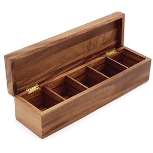 Acacia Wood Tea <b>Storage</b> <b>Box</b> Rectangle Custom Size Brown Glossy Lid <b>Kitchen</b> Tea Bags 5kg Multifunction Design Foldable Durable - Product Image 2