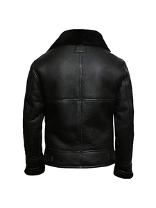 Mens Black Aviator B3 <b>Bomber</b> <b>Shearling</b> <b>Jacket</b> - Product Image 3