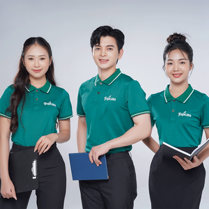 Conjunto de Uniforme Promocional Unisex, Camisa Polo de Poliéster Tejido y Delantal, Ropa de Trabajo Personalizable para Cafetería y Restaurante - Product Image 2