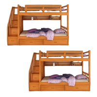 Lit double en teck massif, matériaux de la plus haute qualité, lit superposé pour enfants, meubles de chambre d'enfant avec tiroirs, produits personnalisés