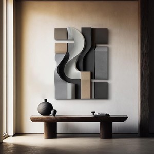 Aqdus Saleem AS-2408, Decoración de Pared Abstracta Contemporánea Hecha a Mano con Madera de Nogal y Detalles Metálicos |   Venta al por mayor - Product Image 1